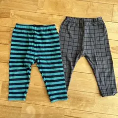 ユニクロ ベビー パンツ 2点セット ストライプ チェック