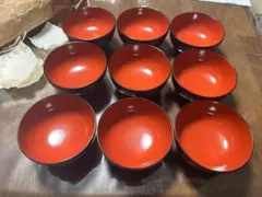 新品9セット木製 吸物椀 糸目筋 蒔絵漆器お椀　輪島塗