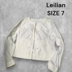 ①⑥Leilian ノーカラージャケット ホワイト 7のサムネイル