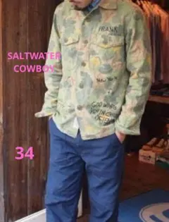 SALT WATER COWBOY ユニセックス リーフカモフラミリタリーシャツのサムネイル
