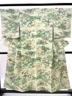 89 着物＊小紋＊正絹＊小鳥＊リメイク＊ハンドメイド＊生地＊古布