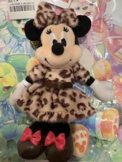 即日発送　ミニー　ヒョウ柄　ぬいぐるみチャーム　ブラウン