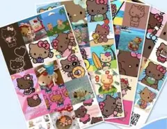 日焼けキティ　黒キティ　シール　ステッカーセット　ハローキティシール