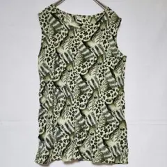アニマル柄 ノースリーブトップス グリーン M~Lサイズ