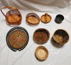 竹細工・竹籠・竹皿・花籠他　　　８点