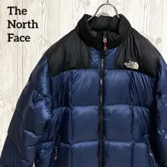 ノースフェイス　ヌプシ ダウンジャケット　XL　800フィル黒青 ブルゾン　古着