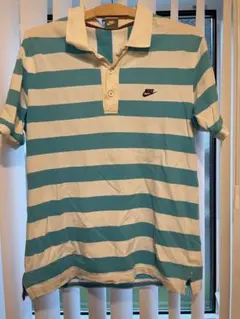 Nike 青と白ストライプ ポロシャツ L