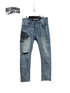 ビリオネアボーイズクラブ　ダメージ　イラスト　刺繍　ロゴ　デニム　パンツ