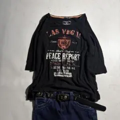 00s archive グラフィック Tシャツ 七分袖 グランジ ゴシック 4L