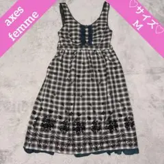 美品　アクシーズファム ジャンパースカート　ワンピース チェック　ノースリーブ