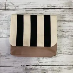 ☆ハンドメイド移動ポケット　ストライプ×ライトブラウン