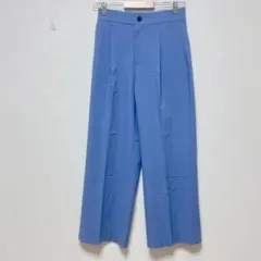 ZARA ワイドストレートカラーパンツ スラックス ブルー usaXS