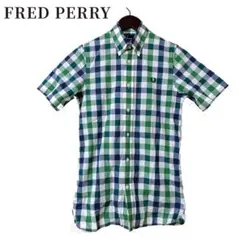 FRED PERRY 半袖シャツ XS チェック柄