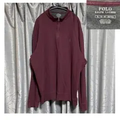 【希少XL】ポロラルフローレン ハーフジップ スウェット ワインレッド 刺繍ロゴ