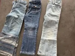 110cm ストレートカット デニムパンツ 3点セット　フレアジーンズ