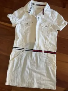 tommy jeans 半袖デニムミニワンピース M ホワイト