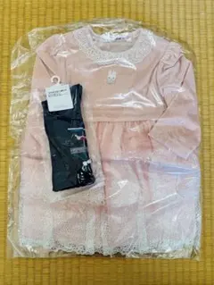 familiar ファミリア ベルベット風ワンピース 80 ピンク