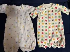 【値下げ】ミキハウス　カラフルロンパース 50-60cm 2点セット