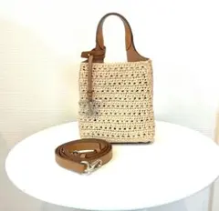 専用[トッズ]ToD’sラフィア＆レザーマイクロTタイム2wayバック