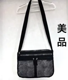 ショルダーバッグ ブラック/グレー　 多機能ポケット　ユニセックス　美品