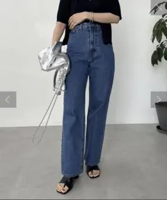 ハイウエストストレートデニム ブルーのサムネイル
