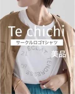 美品 テチチ ラインストーンサークルロゴTシャツ 半袖 シルバー ホワイトのサムネイル
