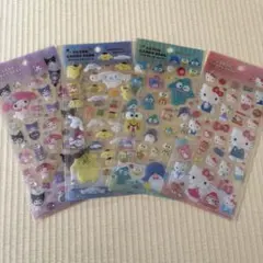 クリアキャンディシールサンリオ　４枚セット　キティ　ポムポムプリン　ハンギョドン