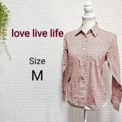 love live life チェック柄長袖シャツ Mサイズ