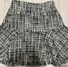 リリーブラウンフリンジツイードミニスカート　1