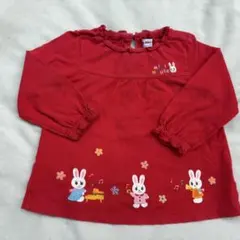 ミキハウス　MIKIHOUSE　うさこ　長袖シャツ　９０　トップス　赤