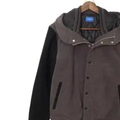 ビームス 中綿スタジャン フード付き グレー×ブラック M キルティング