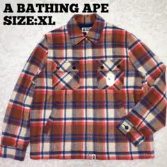 A BATHING APE♦チェック CPOジャケット 総裏地 ボア 裏原 XL