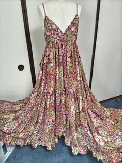 花柄ロングキャミワンピース　コットン