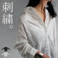 antiqua アンティカ ペイズリー刺繍シャツ ブラウス 長袖 ホワイト