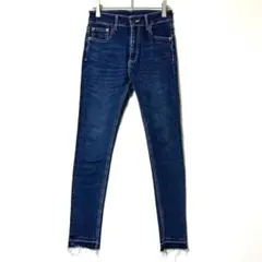 オゾック スキニーデニムパンツ 裾フリンジ ストレッチ S 相当 クロップド Yのサムネイル