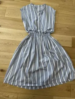 イエナ　IENA ノースリーブシャツワンピース ブルーとホワイトのストライプ