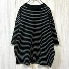 ザラ【極美品】ZARA ボーダー オーバーサイズ カットソー S（L相当）黒 白