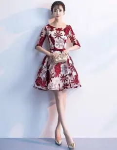 （超美品）赤 パーティードレス