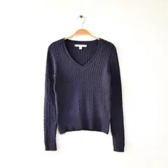 トミーヒルフィガー コットンニット Vネック セーター ケーブル レディースS