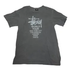 STUSSY ワールドツアー Tシャツ Mサイズ グレー