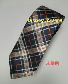 【ディズニー】ミッキー柄の隠れたお洒落!ネイビー×オレンジのチェック柄ネクタイ