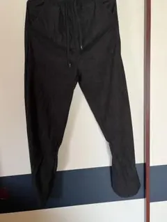 黒 コーデュロイ パンツ ウエスト紐付き