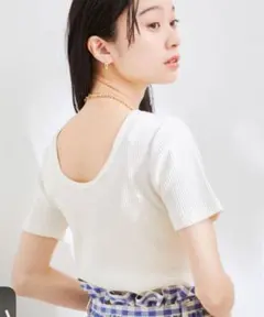VIS 前後2Way半袖テレコプルオーバー　白のカットソーのサムネイル