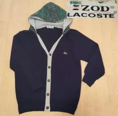 IZOD LACOSTE　アクリルカーディガン リメイク パーカー ネイビー