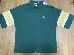 新品 adidas Originals ジップアップ ポロシャツ グリーン Mのサムネイル