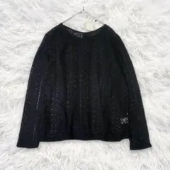 ジーユー　総レース　長袖ブラウス　未使用タグ付き　黒　ブラック　M プルオーバー