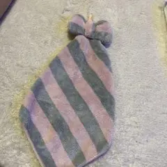 ピンク×グレー　ループ付きタオル　￼マイクロファイバー