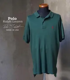 90s USA製 Polo Ralph Lauren 深緑 半袖 ポロシャツ