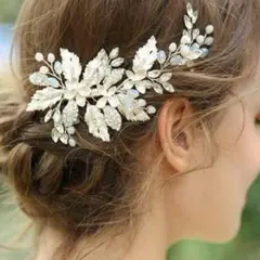 ☆ウェディングヘアアクセサリー☆ヘッドドレス 結婚式 髪飾りシルバー