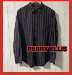 00s PERRY ELLIS ペリーエリス ストライプ 長袖シャツ L 古着のサムネイル